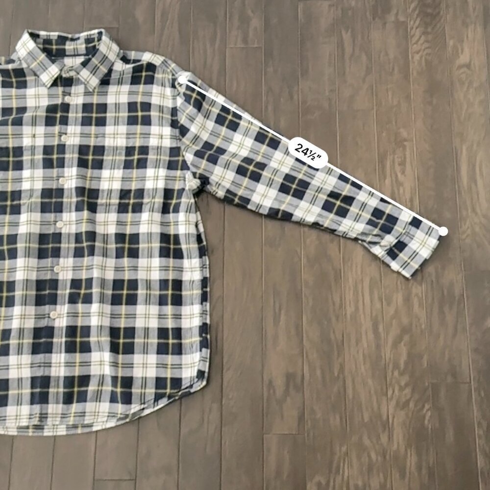 Blue, Yellow & White Mossimo Supply XL Flannel Shirt 100% Cotton - Picture 6 of 11
